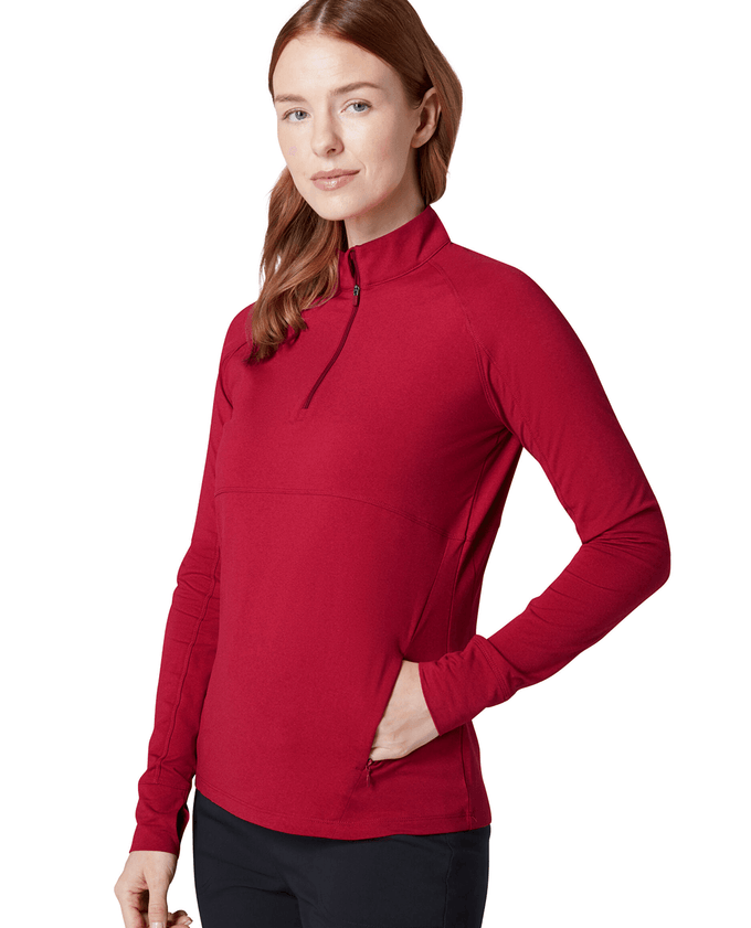 CALLAWAY Lightweight Knit Heathered 1/4 Zip Top CGKFE074 Persian Red