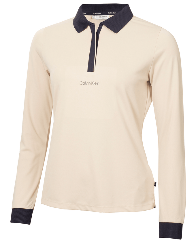 CALVIN KLEIN Mila Long Sleeve Polo 990 Tapioca