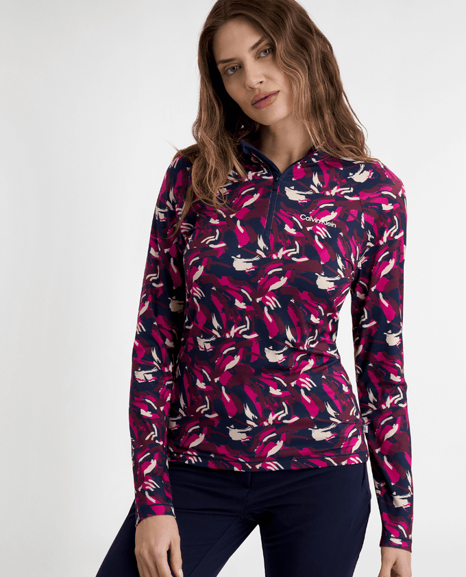CALVIN KLEIN Dakota Quarter Zip Top 995 Print