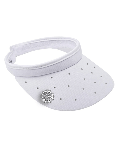 Crystal Clip Golf Visor with Ball Marker - White