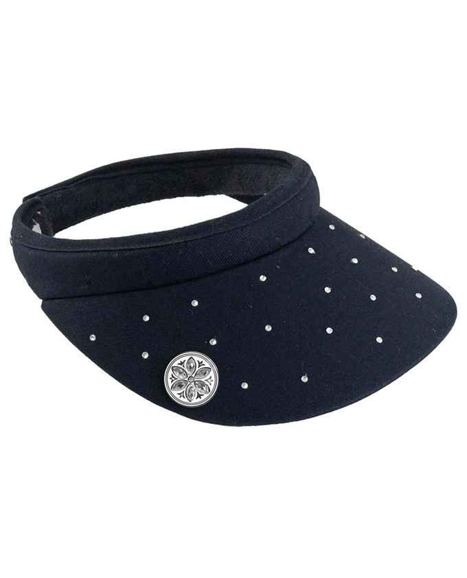 Crystal Clip Golf Visor with Ball Marker - Navy