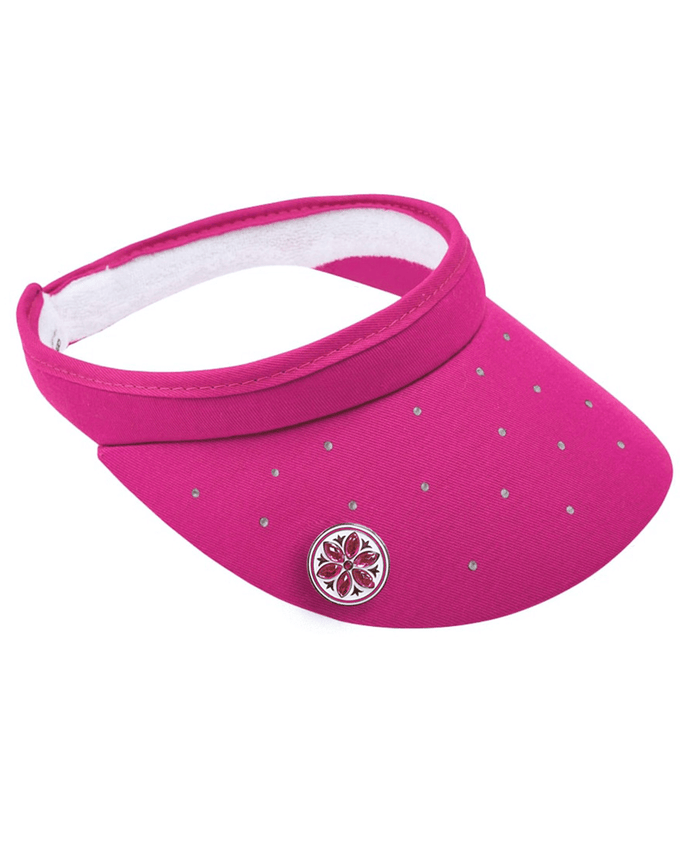 Crystal Clip Golf Visor with Ball Marker - Pink