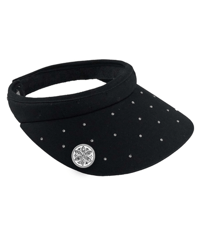 Crystal Clip Golf Visor with Ball Marker - Black