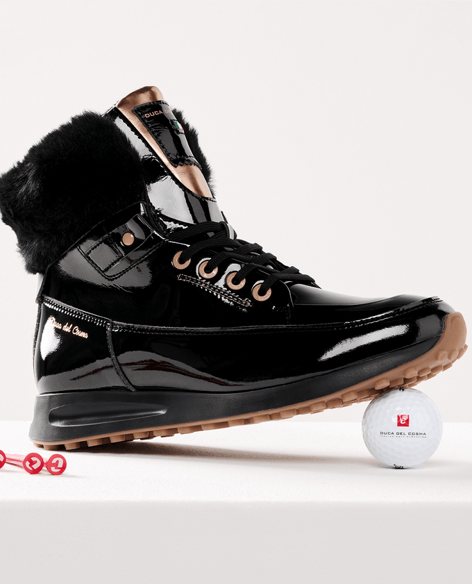 DUCA DEL COSMA Francesca Waterproof Golf Boot Black/Rose Gold