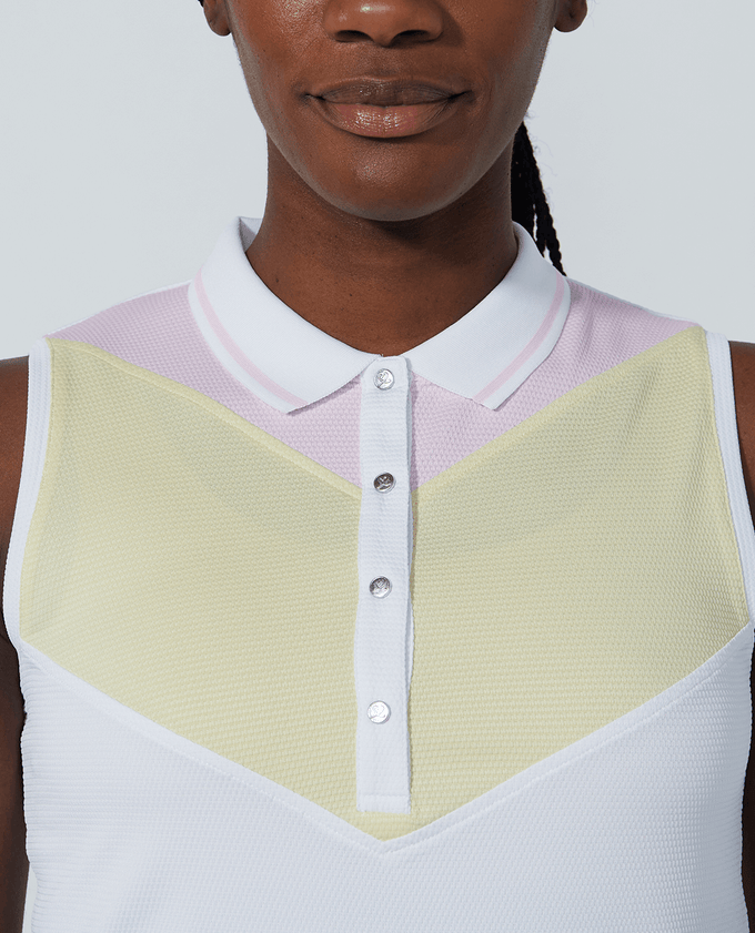 SIZE M - DAILY SPORTS Match Sleeveless Polo 412 White