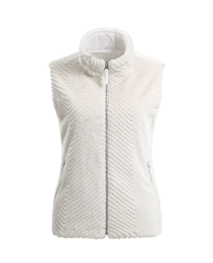 CHERVO Ersilia Faux-fur Reversible Vest Panama White