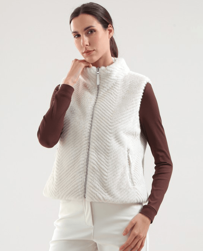 CHERVO Ersilia Faux-fur Reversible Vest Panama White
