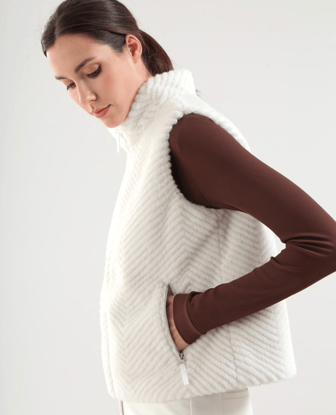 CHERVO Ersilia Faux-fur Reversible Vest Panama White