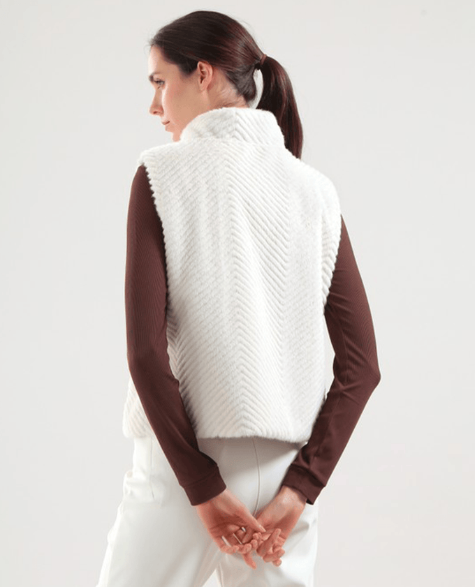 CHERVO Ersilia Faux-fur Reversible Vest Panama White