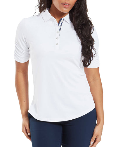 FOOTJOY Half Sleeve Ruched Polo 34204 White