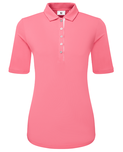 FOOTJOY Half Sleeve Ruched Polo 34236 Pink Lemonade