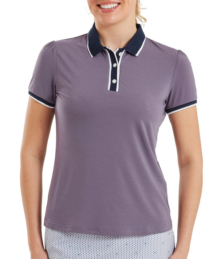FOOTJOY Cap Sleeve Polo 39369 Dusty Violet / Navy