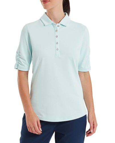 FOOTJOY Half Sleeve Ruched Polo 39405 Glacial Blue