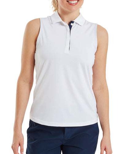 FOOTJOY Lisle Sleeveless Polo 39406 White