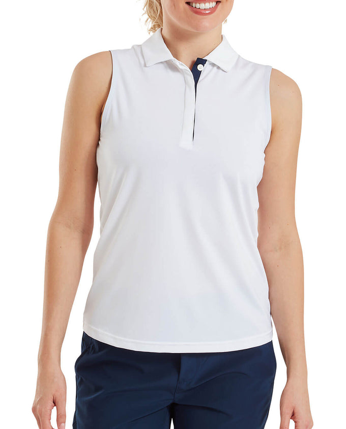 FOOTJOY Lisle Sleeveless Polo 39406 White