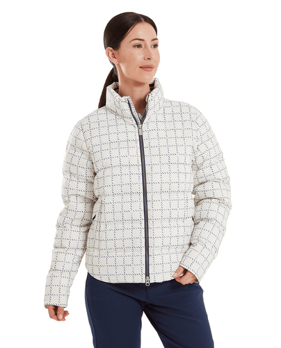 FOOTJOY ThermoSeries Insulated Womens Jacket Off White Plaid
