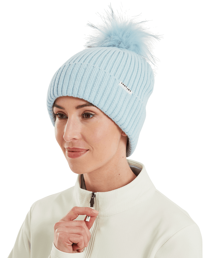 FootJoy Womens Winter Bobble Hat Ice Blue