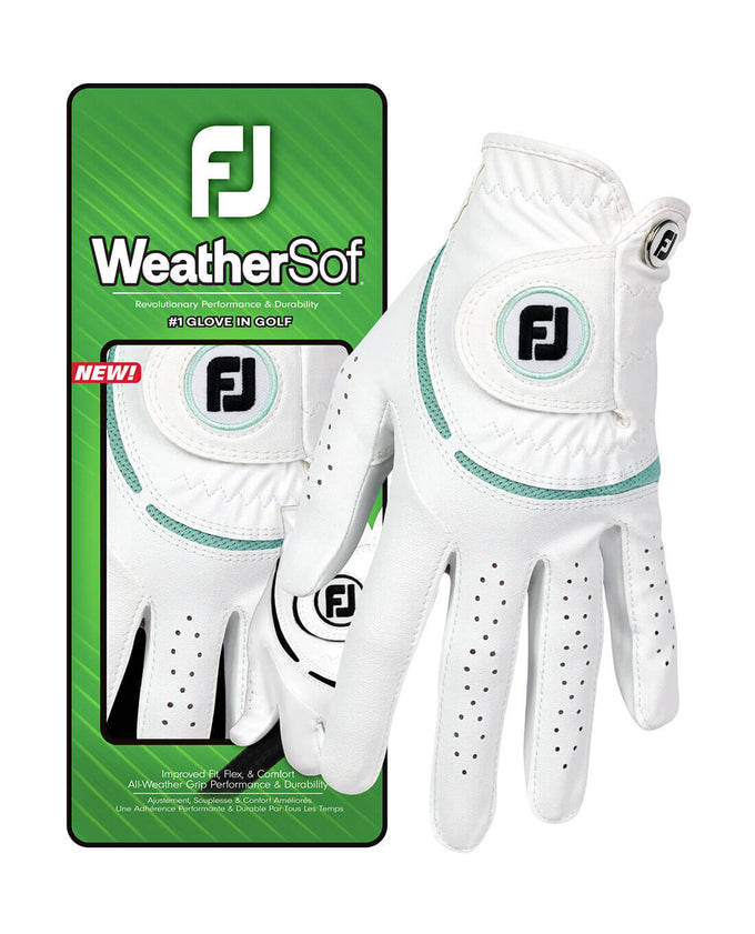 FootJoy WeatherSof Womens Golf Glove Left Hand White/Sea Glass