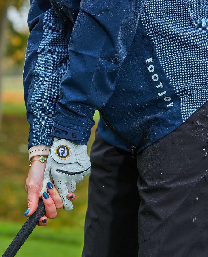SIZE L - FOOTJOY HydroLite X Womens Waterproof Trousers Navy Dot 28'' Regular