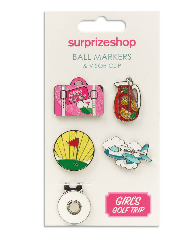 SURPRIZE SHOP Ball Markers & Clip Visor Girls Golf Trip