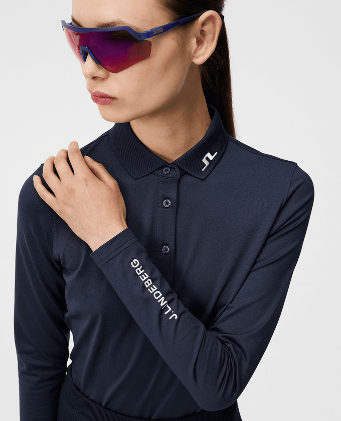 J.Lindeberg Tour Tech Winter Long Sleeve Polo Navy