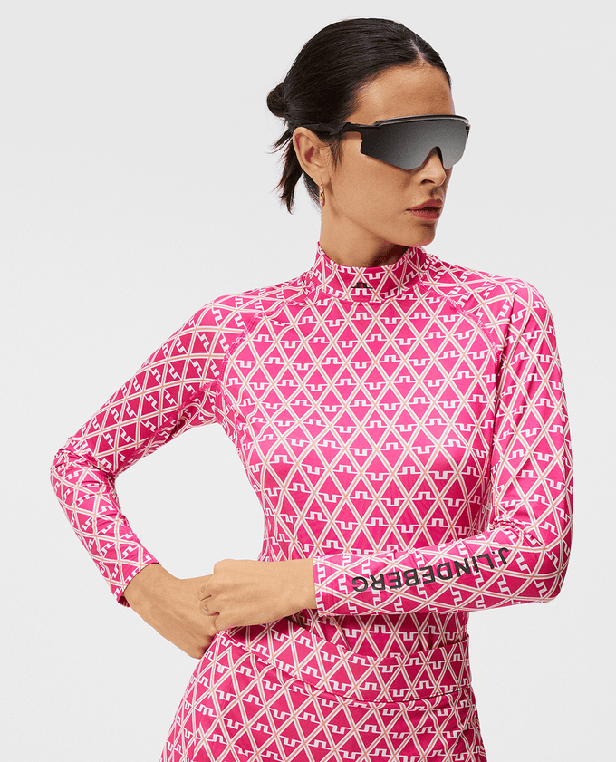 J.Lindeberg Asa Printed Soft Compression Top Geo Fuchsia Purple