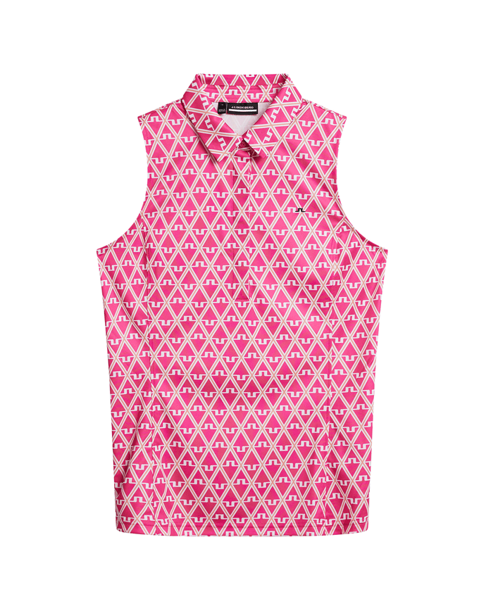 J.Lindeberg Dena Sleeveless Polo Geo Fuchsia Purple