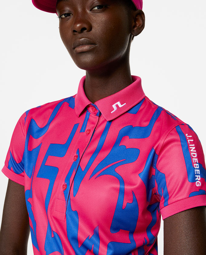 J.Lindeberg Tour Tech Polo Glitch Bridge Pink