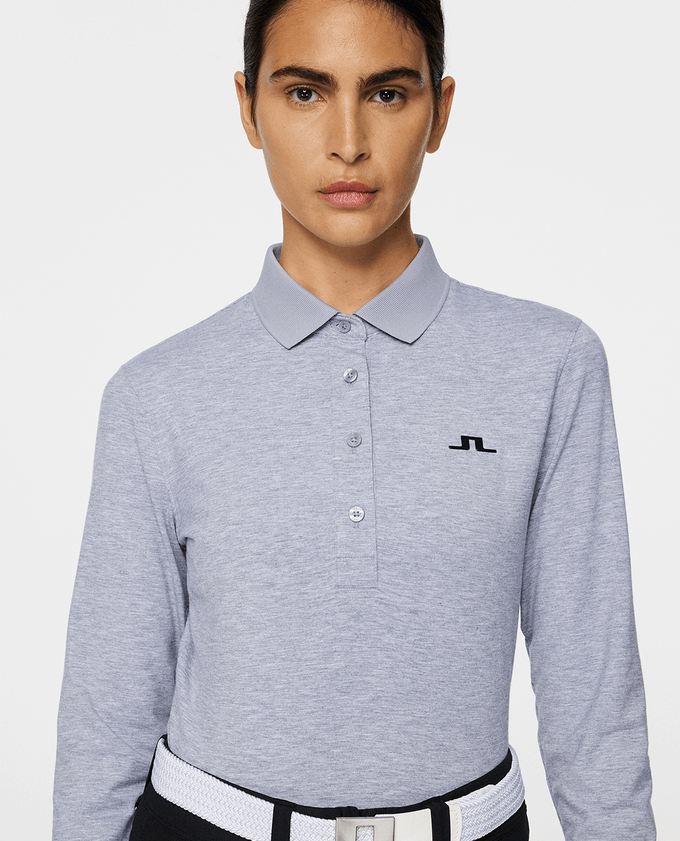 J.Lindeberg Flor Long Sleeve Thermo Polo Grey Melange