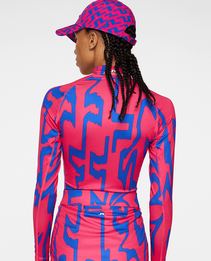 J.Lindeberg Asa Printed Soft Compression Top Glitch Bridge Pink