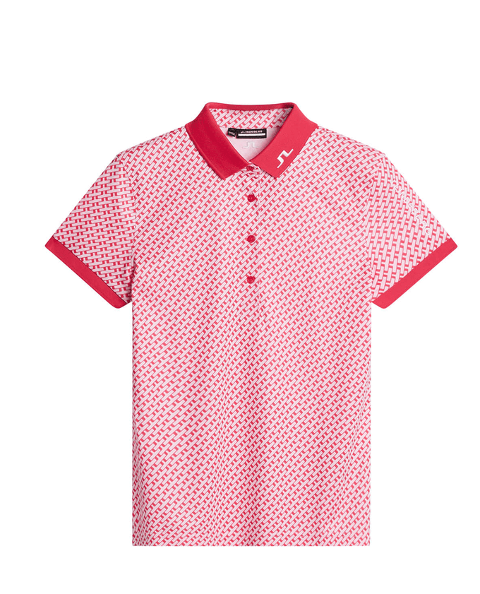 J.Lindeberg Tour Tech Print Polo Tour Geo Pink