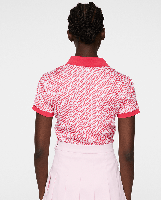 J.Lindeberg Tour Tech Print Polo Tour Geo Pink