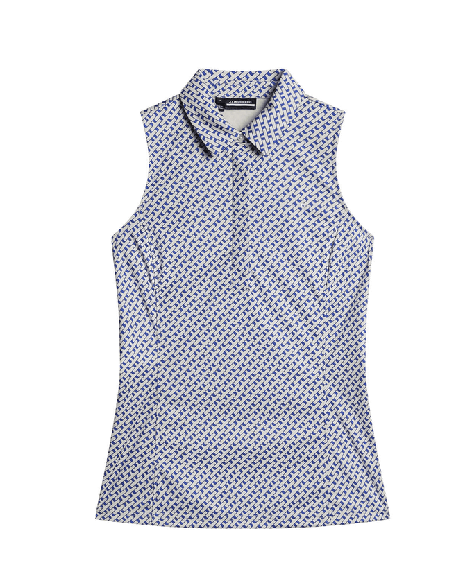 J.Lindeberg Dena Sleeveless Polo Tour Geo Moonbeam