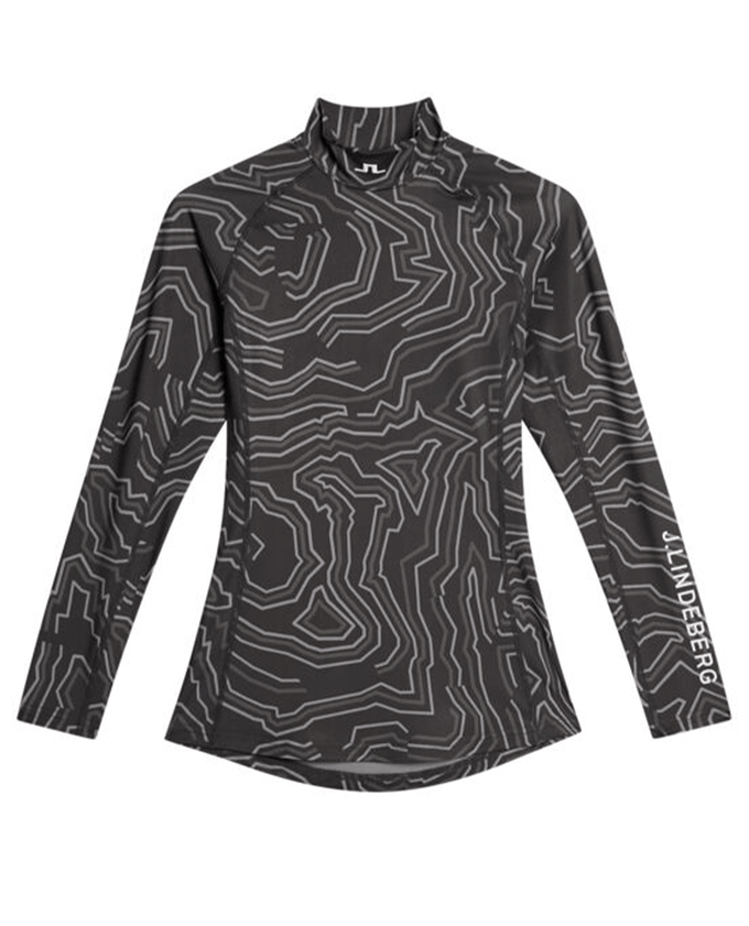 J.Lindeberg Ella Print Long Sleeve Compression Top Topo Asphalt