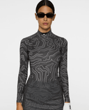 J.Lindeberg Ella Print Long Sleeve Compression Top Topo Asphalt