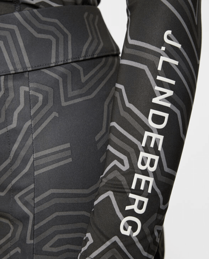 J.Lindeberg Ella Print Long Sleeve Compression Top Topo Asphalt