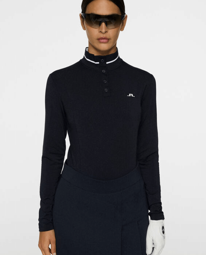 J.Lindeberg Hertta Long Sleeve Brushed Polo Navy