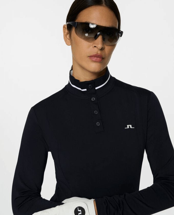 J.Lindeberg Hertta Long Sleeve Brushed Polo Navy