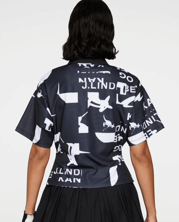 J.Lindeberg x Kangol Amila Print Polo Black