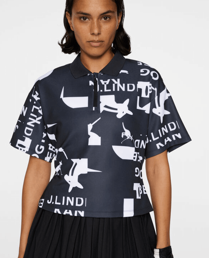 J.Lindeberg x Kangol Amila Print Polo Black