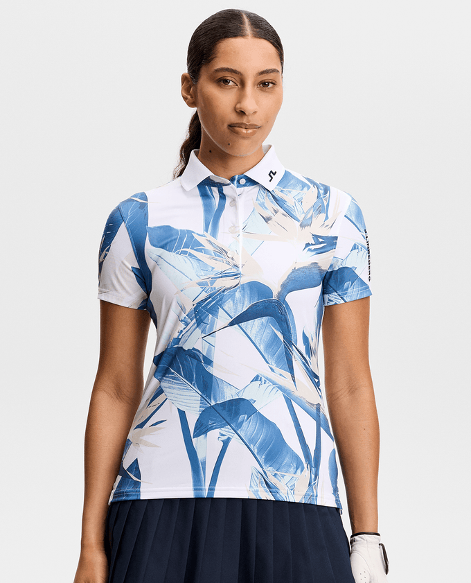 J.Lindeberg Tour Tech Print Polo Tour Paradise Skylight