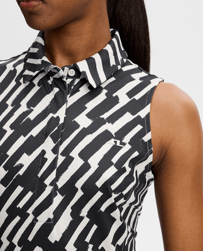 J.Lindeberg Dena Sleeveless Printed Polo Oak Moonbeam