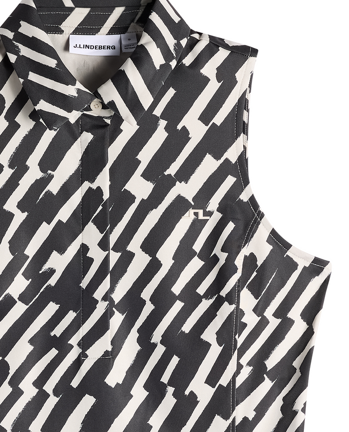J.Lindeberg Dena Sleeveless Printed Polo Oak Moonbeam