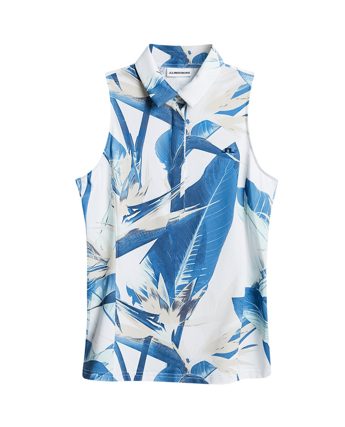 J.Lindeberg Dena Sleeveless Printed Polo Paradise Skylight