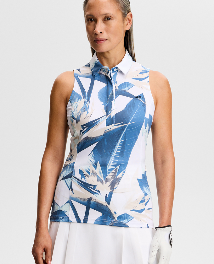 J.Lindeberg Dena Sleeveless Printed Polo Paradise Skylight