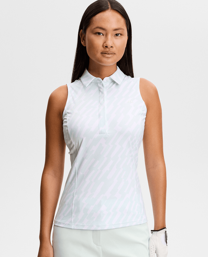 J.Lindeberg Dena Sleeveless Printed Polo Oak Skylight