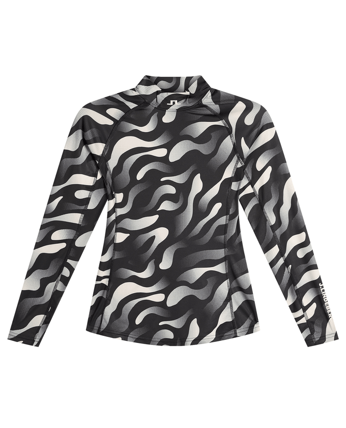 J.Lindeberg Ella Print Long Sleeve Compression Top Bunker Fade Black Moonbeam