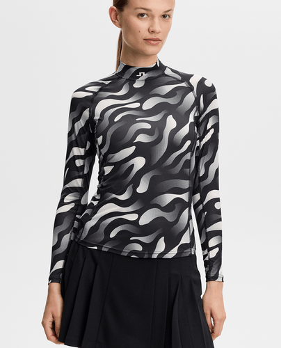J.Lindeberg Ella Print Long Sleeve Compression Top Bunker Fade Black Moonbeam