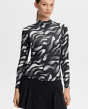 J.Lindeberg Ella Print Long Sleeve Compression Top Bunker Fade Black Moonbeam