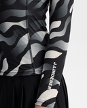 J.Lindeberg Ella Print Long Sleeve Compression Top Bunker Fade Black Moonbeam